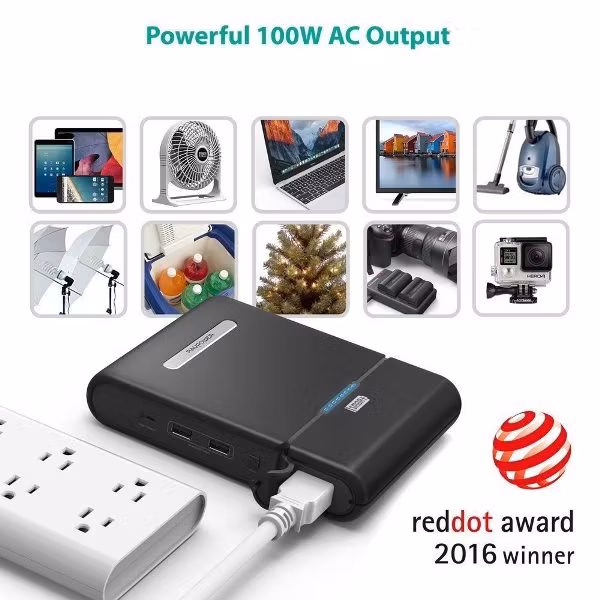 RAVPower PowerStation 27000mAh powerbank med 220V eluttag för många elektriska apparater
