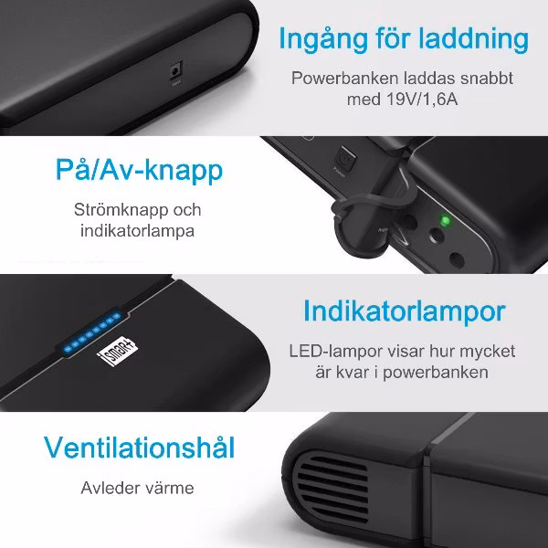RAVPower PowerStation 27000mAh powerbank med 220V eluttag med många funktioner