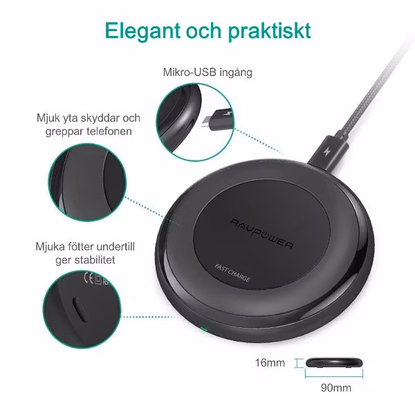 RAVPower snabb trådlös laddare design