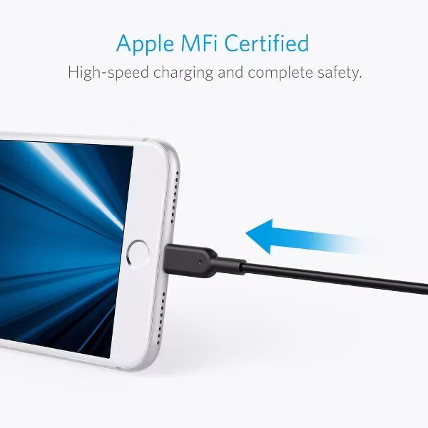 Anker PowerLine II Dura 180cm svart mfi certifierad för Apple