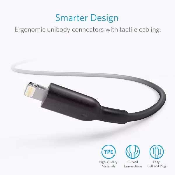 Anker PowerLine II Dura 180cm svart smart design