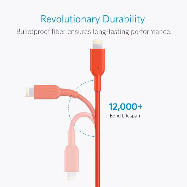 Anker PowerLine II Dura 180cm röd lång livslängd