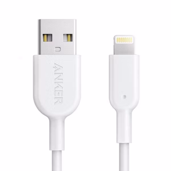 Anker PowerLine II Dura 180cm vit kontakter