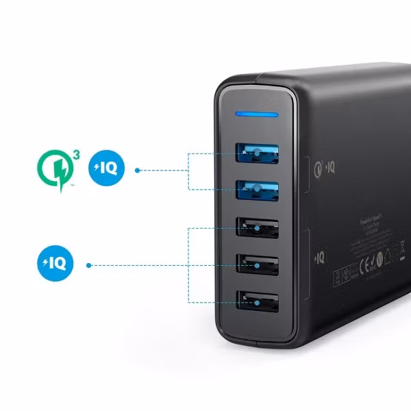 Anker PowerPort Speed 5 - Mobilladdare med Quick Charge uttag och standarduttag