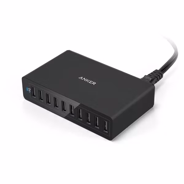 Anker PowerPort 10 mobilladdare med 10 uttag, svart