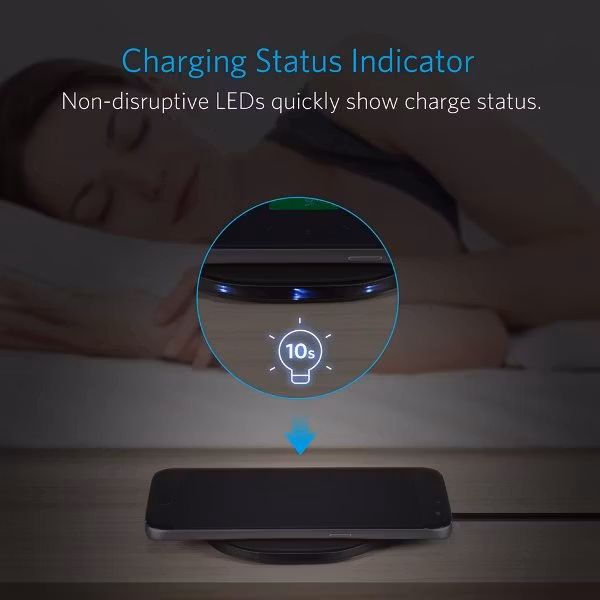 Anker PowerPort Qi 10W trådlös laddare med indikatorlampa