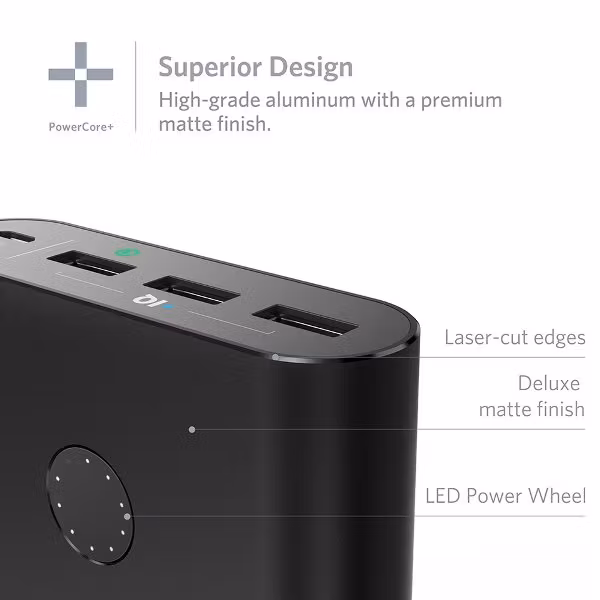 Anker PowerCore+ 26800mAh QC 3.0 powerbank med kvalitet