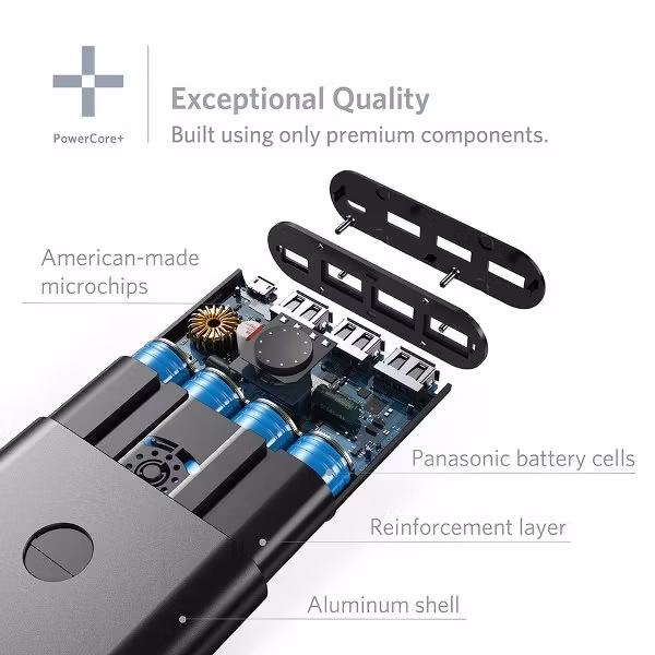 Anker PowerCore+ 26800mAh QC 3.0 powerbank med komponenter av hög kvalitet