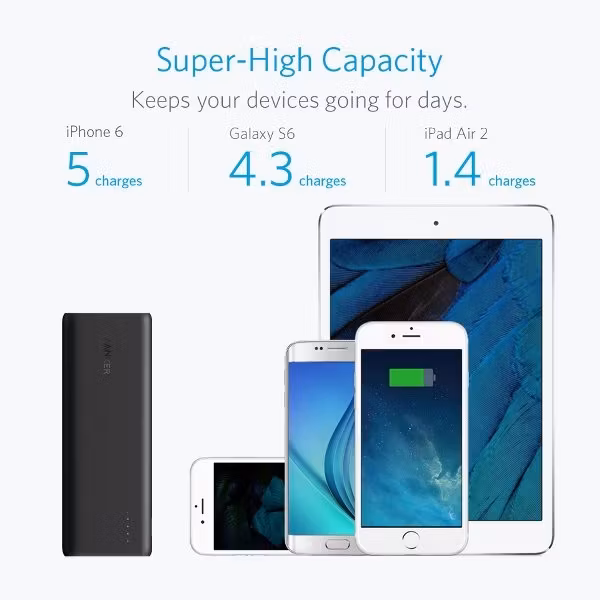Anker 15600mah powerbank ger många laddningar