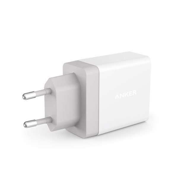 Anker mobilladdare med 2 uttag - vit