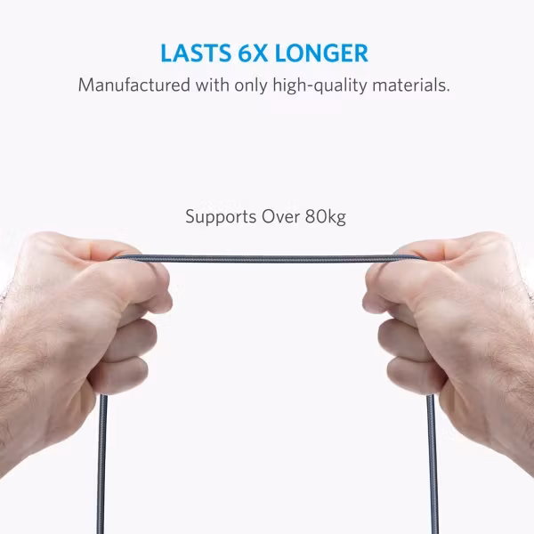 Anker PowerLine plus USB-C grå slitstark