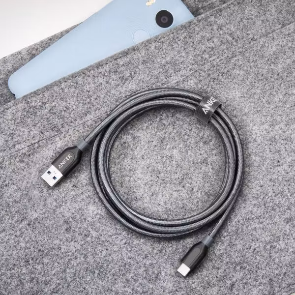 Anker PowerLine plus USB-C grå 180cm rulle