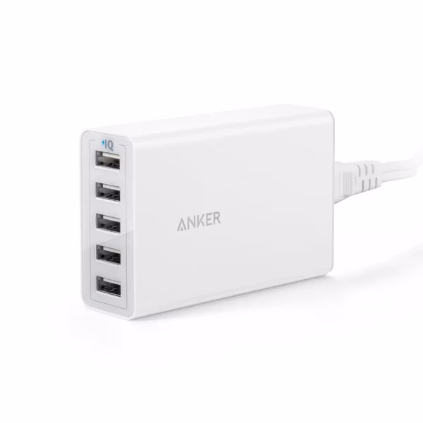 Anker Powerport 5 mobilladdare vit