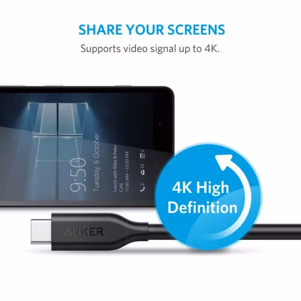 Anker PowerLine USBC - USBC för 4K video 90cm
