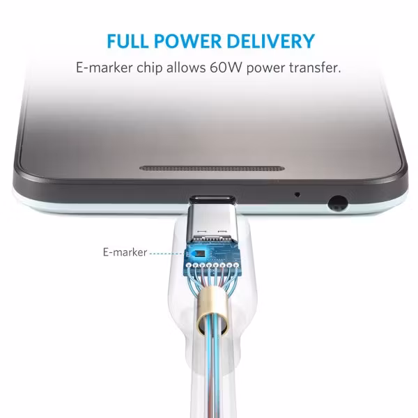 Anker PowerLine USBC - USBC upp till 60W 90cm