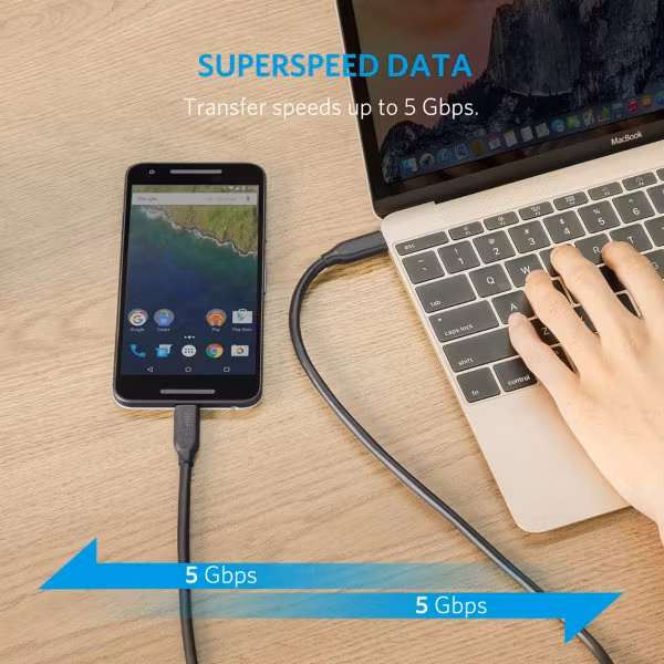 Anker PowerLine USBC - USBC snabb dataöverföring 90cm
