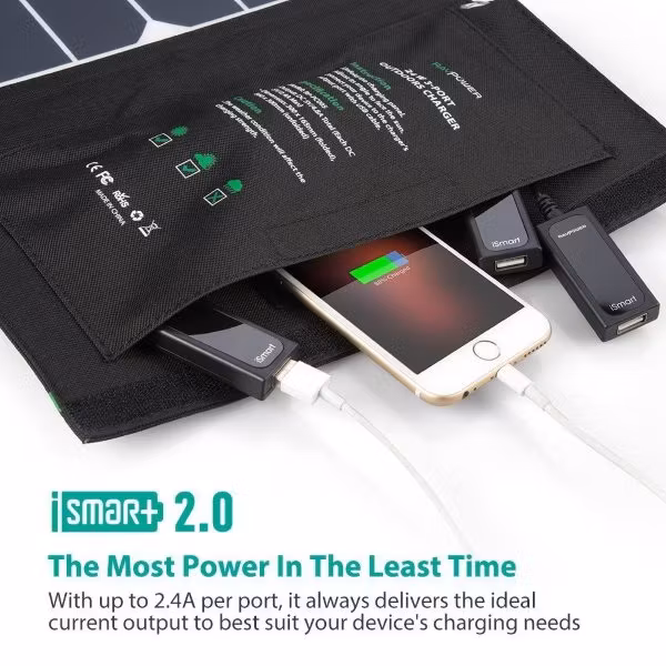 RAVPower Solcellsladdare 24W med 3 uttag