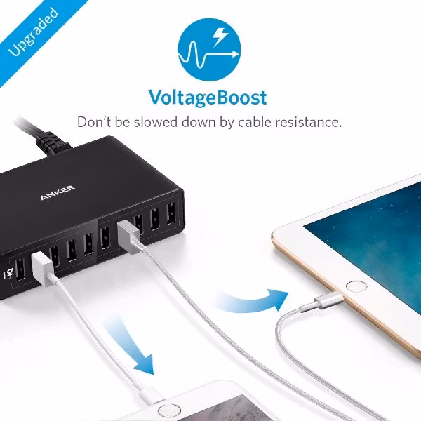 Anker PowerPort 10 mobilladdare för surfplattor och telefoner