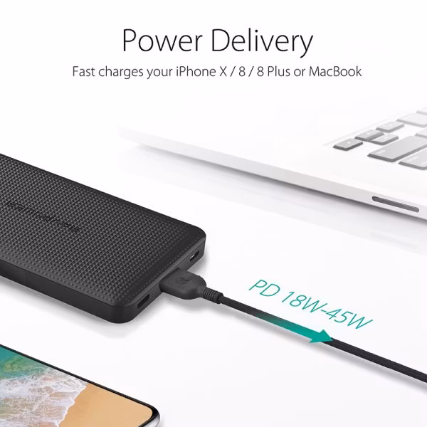 RAVPower 20100mAh 18W - 45W Type C Power Delivery och QC powerbank 1