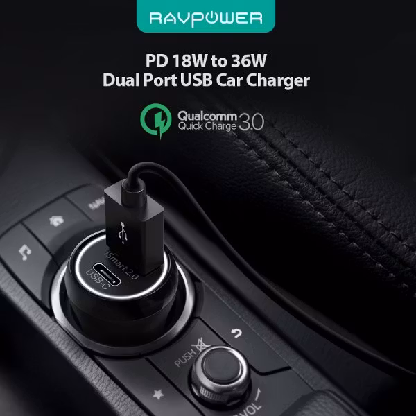 RAVPower billaddare med USB-C Power Delivery