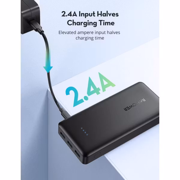 RAVPower 32000mah powerbank laddas snabbt