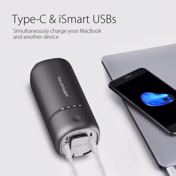 RAVPower 20100 Powerbank med eluttag och USB-c