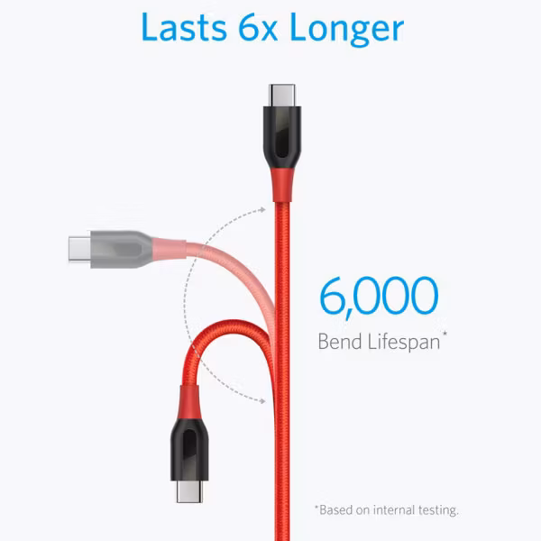 Anker PowerLine plus USB-C röd 300cm håller länge