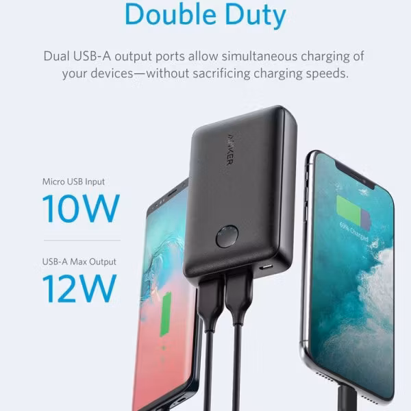 Anker PowerCore Select 1000mah powerbank 2 uttag