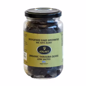 Ekologisk Throuba oliver lågt saltinnehåll 195g utan konserveringsmedel - Grekland