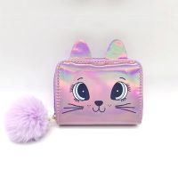 Plånbok holografisk rosa katt