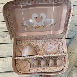 Picknickset babyrosa med svanar