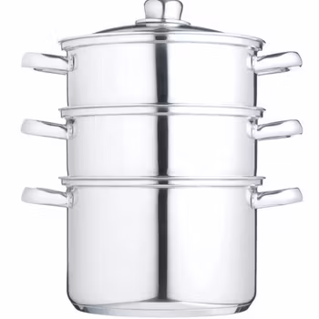 Kitchen Craft Ångkokare 18 cm / 2 liter 3 delar med glaslock. Rostfri