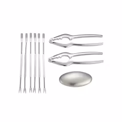 Dorre Skagen Skaldjursset, Rostfritt, Gaffel, knäckare, tvål. 9 delar