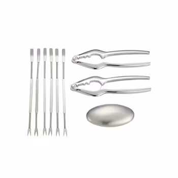 Dorre Skagen Skaldjursset, Rostfritt, Gaffel, knäckare, tvål. 9 delar