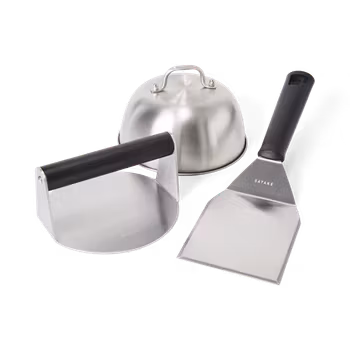 Satake Smash Burger Set 3 delar Stål Smash Stekspade Cloche