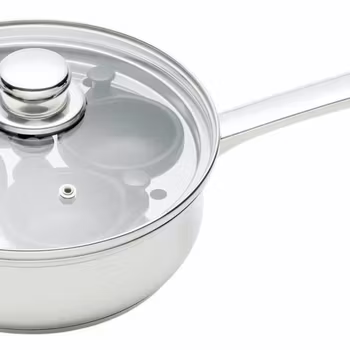 Kitchen Craft Ägg pocherare panna med glaslock. 22 cm 2 liter Rostfri. För 4 ägg
