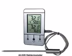 Termometerfabriken Viking Digital stek ugns termometer med sladd art: 528. -10 till + 300C. Dubbla mätpunkter och timer