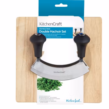 Kitchen Craft Ört vagga hacka dubbel kniv med skärbräda.