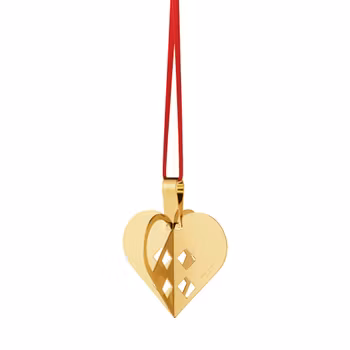 Georg Jensen 2025 jul prydnad hjärta hängande 18 Karat guldpläterat. Ornament