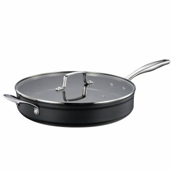 Modern House Stek traktör panna med lock Black Line 30 cm PFAS-fri keramisk non stick beläggning