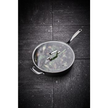 Modern House Stek traktör panna med lock Black Line 30 cm PFAS-fri keramisk non stick beläggning