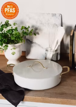 Heirol Stek traktör panna gryta 28 cm med lock Royal Pearl PFAS-fri keramisk non stick beläggning