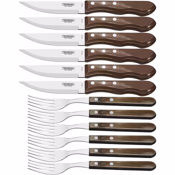 Tramontina Grillbestick JUMBO 12 delar Polywood Churrasco. Brun, rostfritt