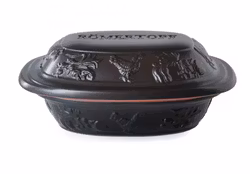 Römertopf Lergryta Rustico 1 person 1,5 kg 1,2 liter. Mini Glaserad svart