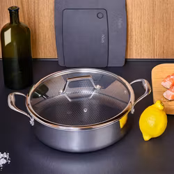 Hâws Santo 28 cm sauté traktör stekpanna med lock. Hybrid-nonstick. Rostfri. PFAS-fri