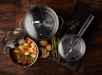 Funktion Kastrullset Grytset 3 delar med glaslock. Rostfri