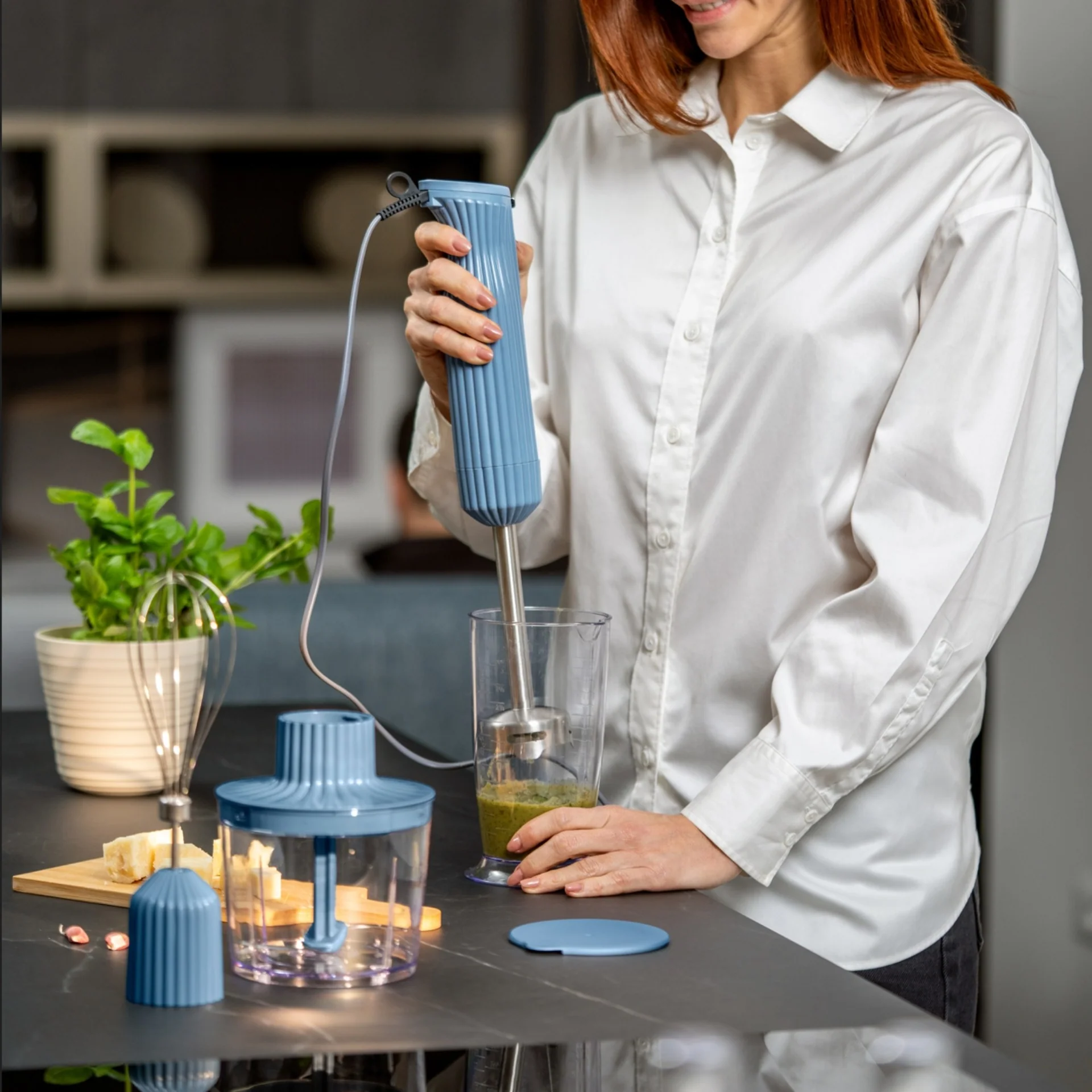 Guzzini Sous Chef Stavmixer med tillbehör. Creme, vit. 600 W