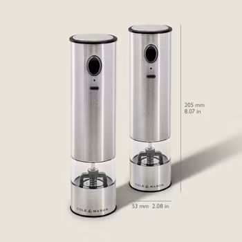 Cole&Mason Battersea Kvarnset USB 21 cm. Rostfri. 2 delar. Uppladdningsbar