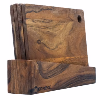 ERREKE Skärbrädeset med 4 brädor och ställ. Acacia. 25x18x1 cm Kerala