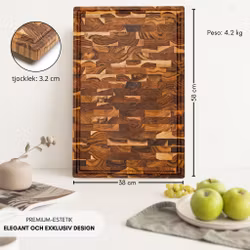 ERREKE Skärbräda.Teak. Ändträ. 58x38x3,2 cm. Med juicekanal. Sidney XXL